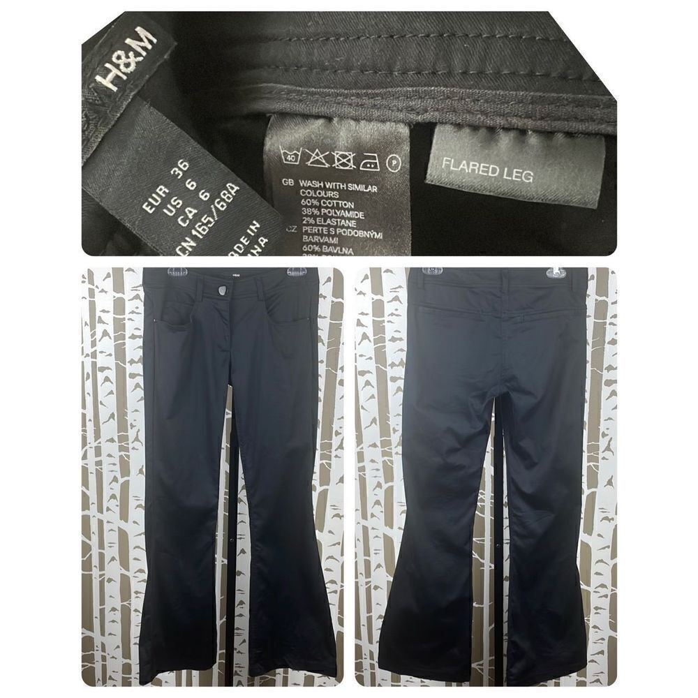 H&M Flared Leg Dress Pants Black Sateen sz 6